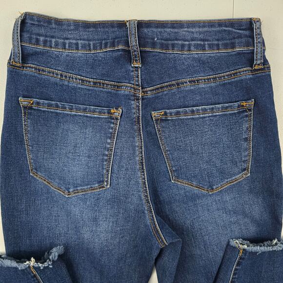 Kancan button fly jeans slim skinny ankle 7/27 denim womens blue 5143 - Picture 4 of 12